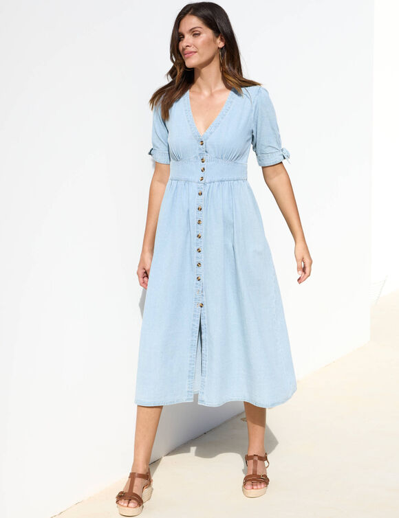 Robe longue en denim, évasée (bleached) Robe longue en denim, évasée (bleached)